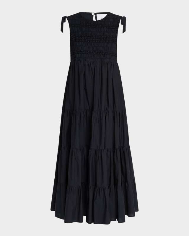 Mirella Sleeveless Smocked Cotton Midi Dress